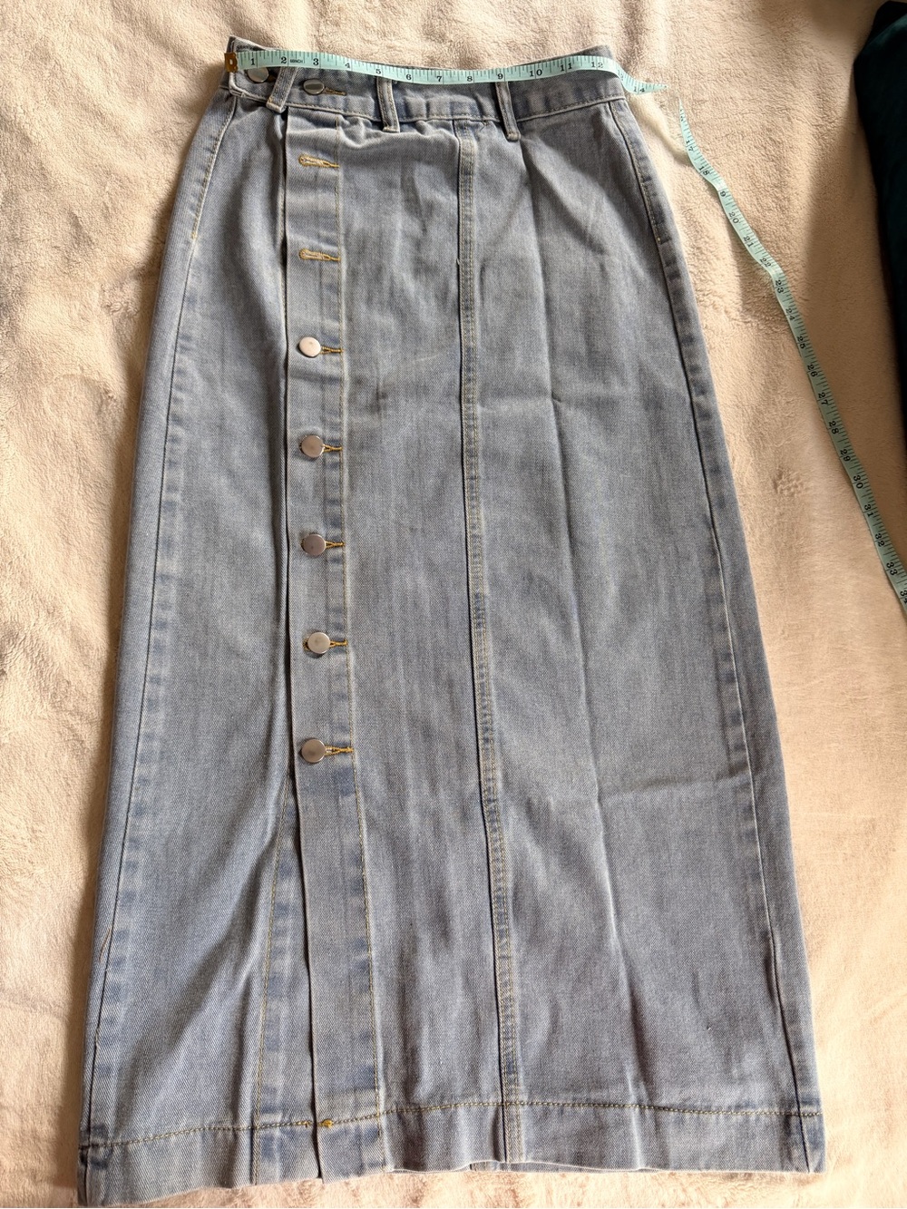 Light Blue Denim Button-Front Midi Skirt - Picture 6 of 6